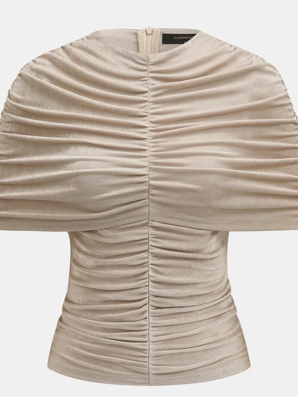 Ruched Short Sleeve Top in Taupe - Picture 3 of 10